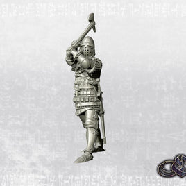 EDZ Knight on foot slashing with axe from above - 14th century