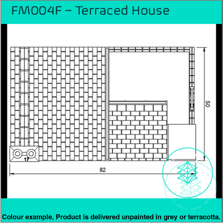 Fm004F – Low Relief Terrace House Oo/Ho Scale Oo Building