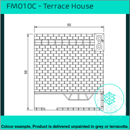Fm010C – Low Relief Terrace House Oo/Ho Scale Oo Building