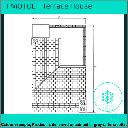 Fm010E – Low Relief Terrace House Oo/Ho Scale Oo Building