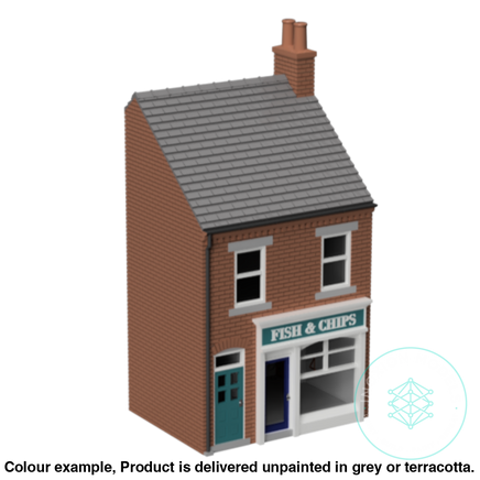 Fm102C – Low Relief Terrace Shop Oo/Ho Scale Oo Building