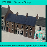 Fm102E – Low Relief Terrace Shop Oo/Ho Scale Oo Building