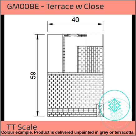 Gm008E – Low Relief Terrace House W Close Tt120/3Mm Scale Tt Building