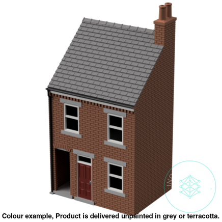 Hm008C – Low Relief Terrace House W Close N Scale Building