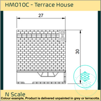Hm010C – Low Relief Terrace House N Scale Building