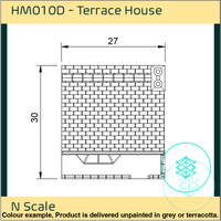 Hm010D – Low Relief Terrace House N Scale Building