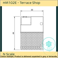 Hm102E – Low Relief Terrace Shop N Scale Building