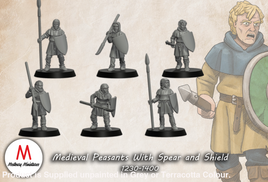 MED005 Peasants with spears and shields Medieval Figure