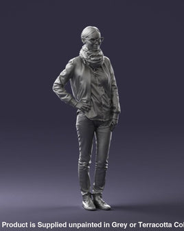 Smart Young Girl Wearing A Leather Jacket Figure