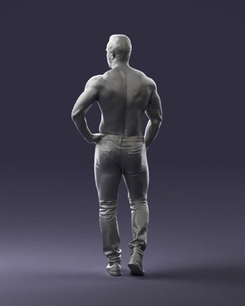 Young Male Bare Chested Walking Figure