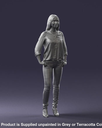Young Stylish Girl Hands In Pockets Figure