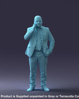 Older Male In Suite On Mobile Phone Figure
