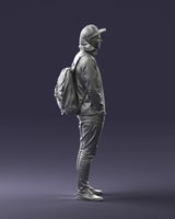 Young Male In Sports Wear And Rucksack Figure