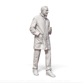 Walking Male In Coat With Coffee Cup Figure