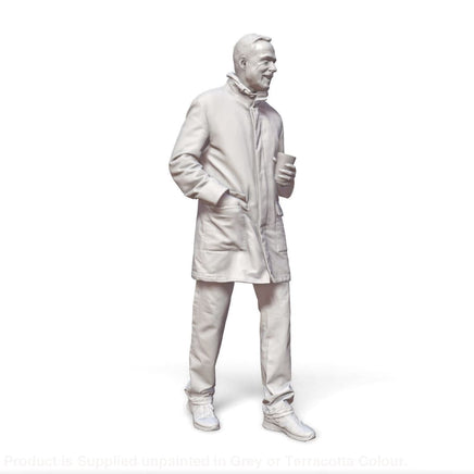 Walking Male In Coat With Coffee Cup Figure