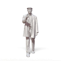 Walking Male In Coat Pointing Wearing Flat Cap Figure