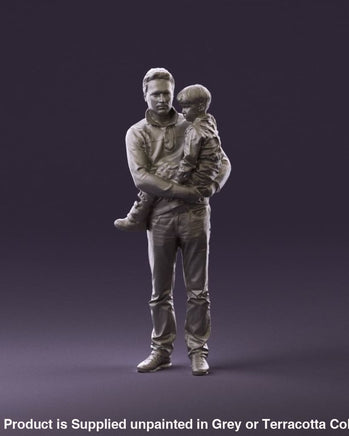 Young Dad With Baby/child In Arms Figure