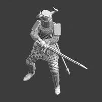 NCM013 Medieval Knight fighting with sword - horned helmet Medieval Figure