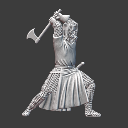 NCM133 Medieval Crusader Knight fighting with axe Medieval
