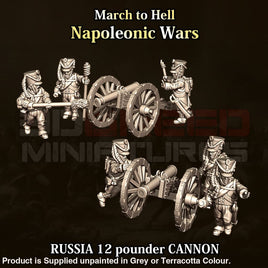 NWR Napoleonic Russian 12lb Cannon and Crew x 2 15mm Figure