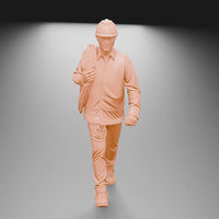 MM1217 Construction Site Builder Walking With Coiled Rope