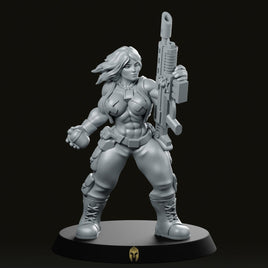 Strong Female Soldier Grenade Miniature