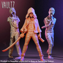 Vaultz Miniatures: Samurai Woman Hooded + Zombies Fantasy Wargaming